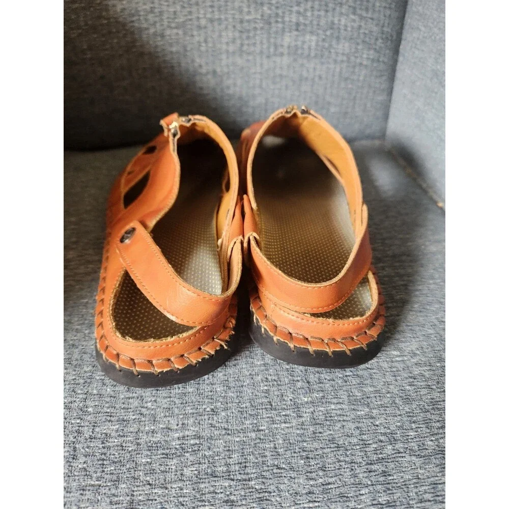 Caoutchouc Men's Brown Leather Casual Slip-on Sandals Size 46 US 13